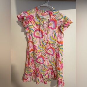 Colorful Spring Dress with Ruffle Sleeves